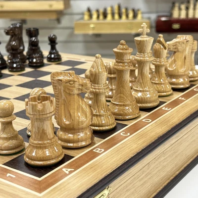 Шахматы подарочные ручной работы из дуба большие деревянные Суприм люкс