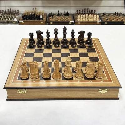 Шахматы подарочные ручной работы из дуба большие деревянные Суприм люкс