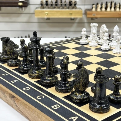 Шахматы деревянные большие эбен кракелюр