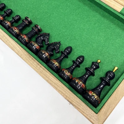 Шахматы деревянные эбен ручная роспись Хохлома