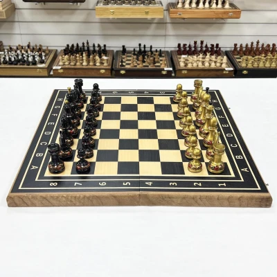 Шахматы деревянные эбен ручная роспись Хохлома