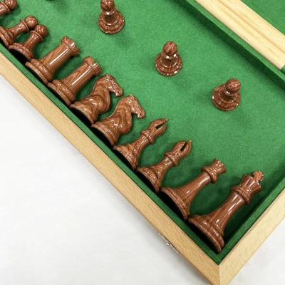 Шахматы турнирные Королевский Стаунтон с утяжелением доска 50 на 50 см красное дерево