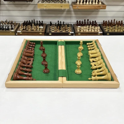 Шахматы турнирные Королевский Стаунтон с утяжелением доска 50 на 50 см красное дерево