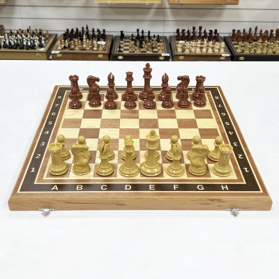 Шахматы турнирные Королевский Стаунтон с утяжелением доска 50 на 50 см красное дерево