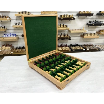 Шахматный ларец красное дерево с фигурами Wellington 52 см