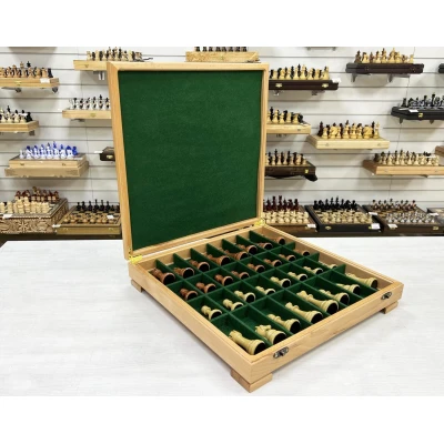 Шахматный ларец красное дерево с фигурами красный композит 52 см