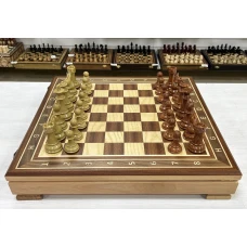 Шахматный ларец красное дерево с фигурами красный композит 52 см