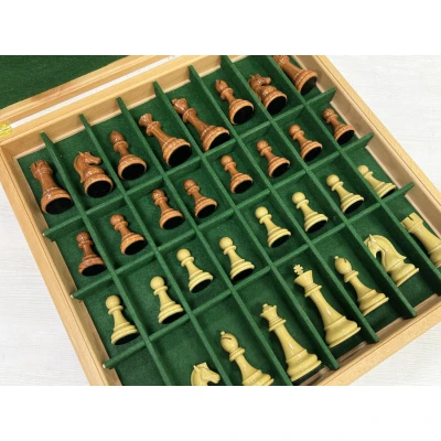 Шахматный ларец красное дерево с фигурами красный композит 52 см