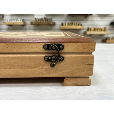 Шахматный ларец красное дерево с фигурами Антик 52 см