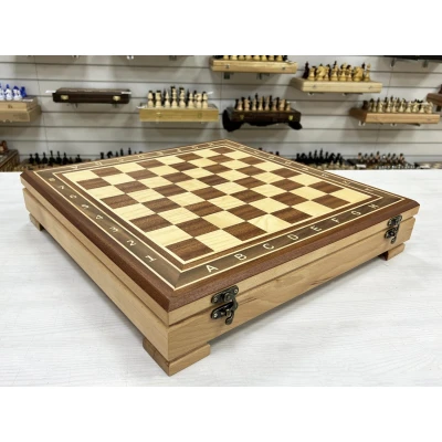 Шахматный ларец красное дерево с фигурами Антик 52 см