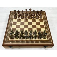 Шахматный ларец красное дерево с фигурами Антик 52 см