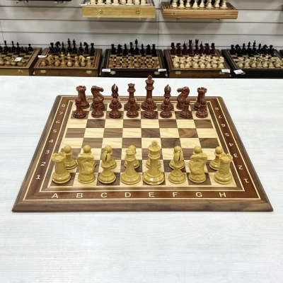 Шахматы нескладные орех с фигурами Королевский Стаунтон