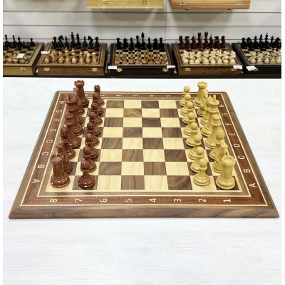 Шахматы нескладные орех с фигурами Королевский Стаунтон