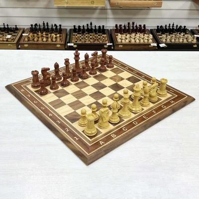 Шахматы нескладные орех с фигурами Королевский Стаунтон