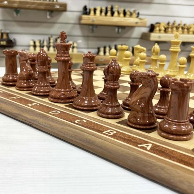 Шахматы нескладные орех с фигурами Королевский Стаунтон