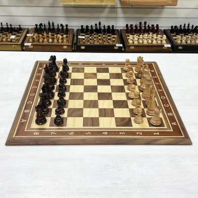 Шахматы нескладные орех с фигурами Суприм из дуба