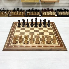 Шахматы нескладные орех с фигурами Суприм из дуба