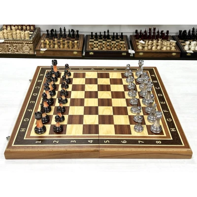 Набор 3 в 1 шахматы-нарды-шашки Красное дерево итальянский дизайн