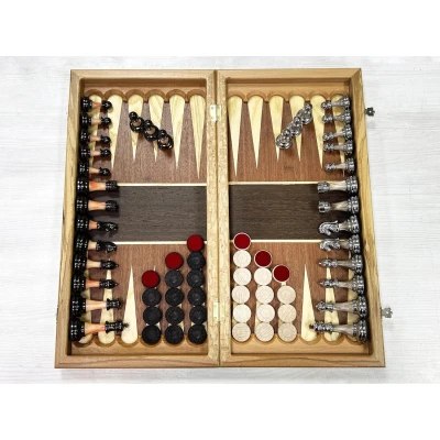 Набор 3 в 1 шахматы-нарды-шашки Красное дерево итальянский дизайн