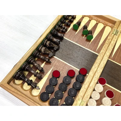 Шахматы-нарды-шашки Красное дерево Суприм