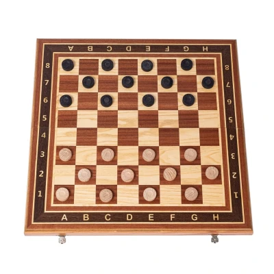 Шахматы 3в1 (нарды + шашки) красное дерево с резными фигурами