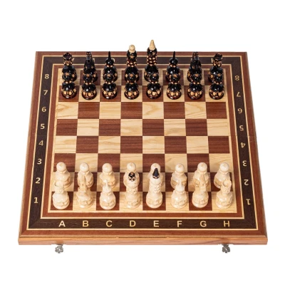 Шахматы 3в1 (нарды + шашки) красное дерево с резными фигурами