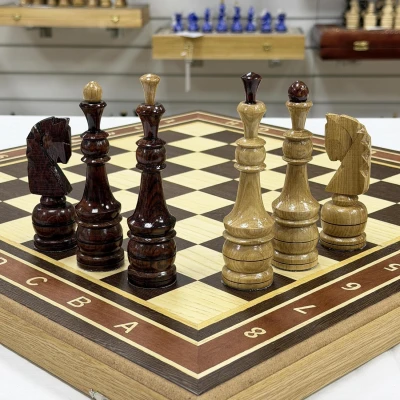 Шахматы деревянные венге с фигурами из дуба большие