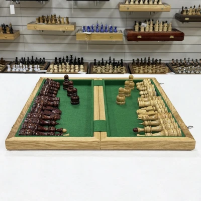 Шахматы деревянные венге с фигурами из дуба большие