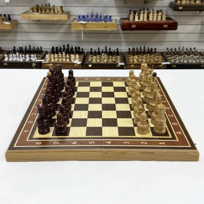 Шахматы деревянные венге с фигурами из дуба большие