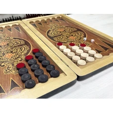 Нарды кожаные Презент Большие 60 см + фишки Люкс