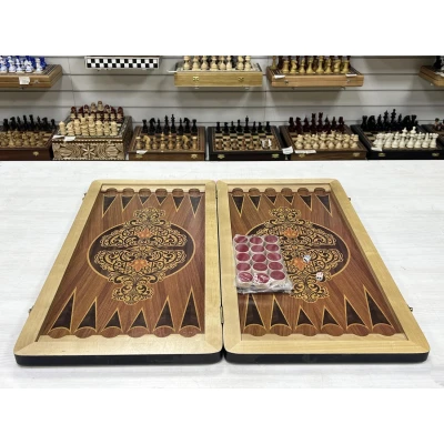 Нарды кожанные Презент коричневые большие 60 см + фишки Люкс