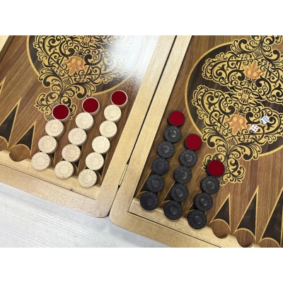 Нарды кожанные Презент коричневые большие 60 см + фишки Люкс