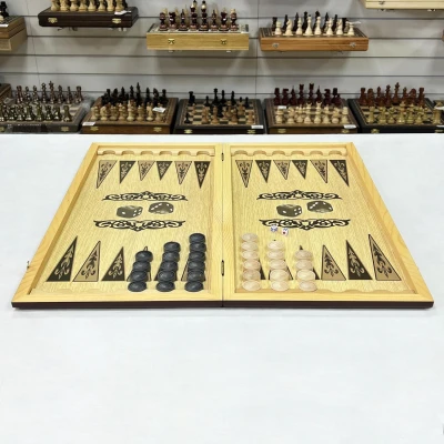 Нарды деревянные Девушка и Волк большие 60 см