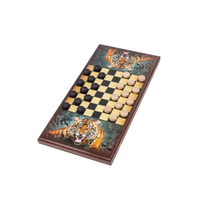 Нарды деревянные Оскал Тигра большие 60 см с фишками из бука Люкс