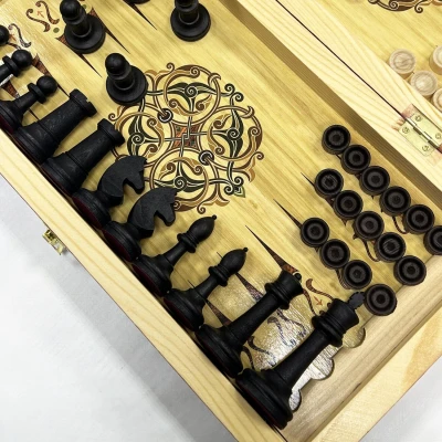 Шахматы-нарды-шашки Презент люкс