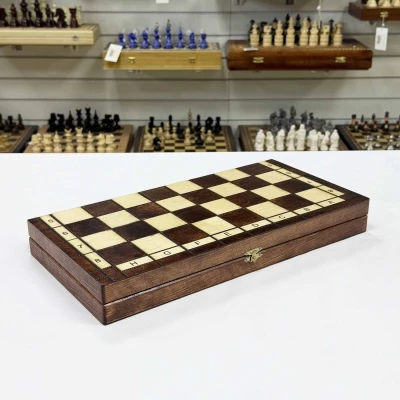 Шахматная доска с выжиганием 40 см деревянная без фигур