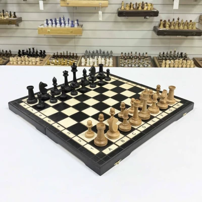 Шахматы классические деревяные с фигурами из бука утяжеленными 48 см