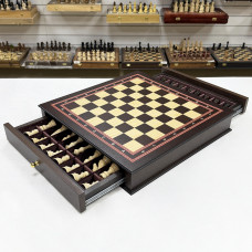 Шахматный ларец с выдвижными ящиками подарочный венге Бастион