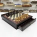 Шахматы в ларце с выдвижными ящиками из дерева венге и карельской березы Стаунтон люкс