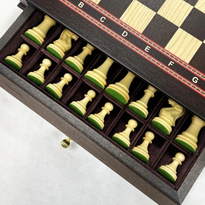 Шахматный ларец с выдвижными ящиками венге Ретро падук