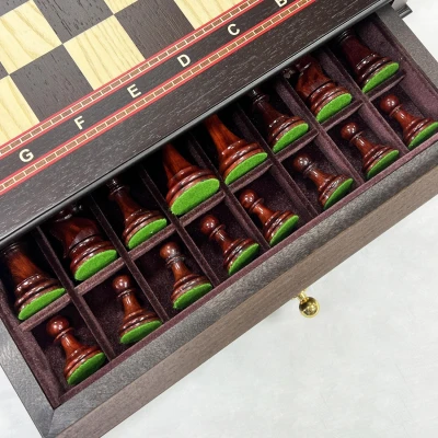 Шахматный ларец с выдвижными ящиками венге Ретро падук