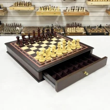 Шахматный ларец с выдвижными ящиками венге Ретро падук