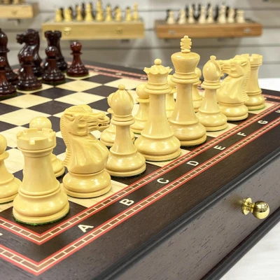 Шахматный ларец с выдвижными ящиками венге Ретро падук