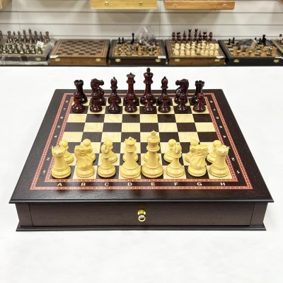Шахматный ларец с выдвижными ящиками венге Ретро падук