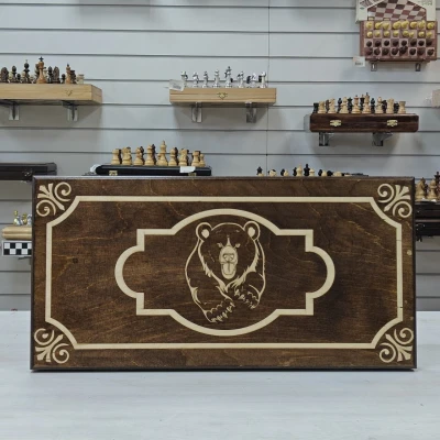 Нарды деревянные Медведь подарочные большие