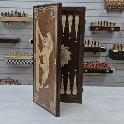 Нарды деревянные Царь Зверей подарочные большие