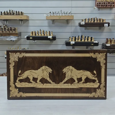 Нарды деревянные Львы подарочные большие