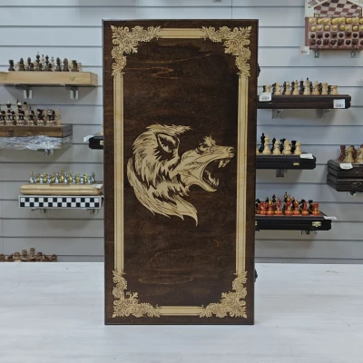 Нарды деревянные Волк подарочные большие