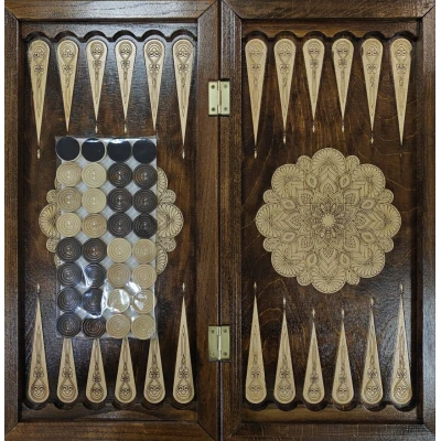 Нарды деревянные Герб России подарочные средние