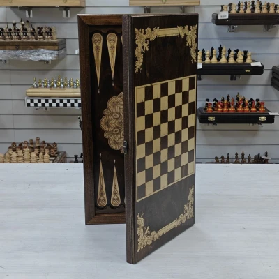 Нарды деревянные Герб России подарочные средние